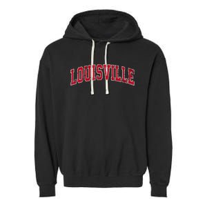 Louisville Kentucky Ky Sports Red Garment-Dyed Fleece Hoodie