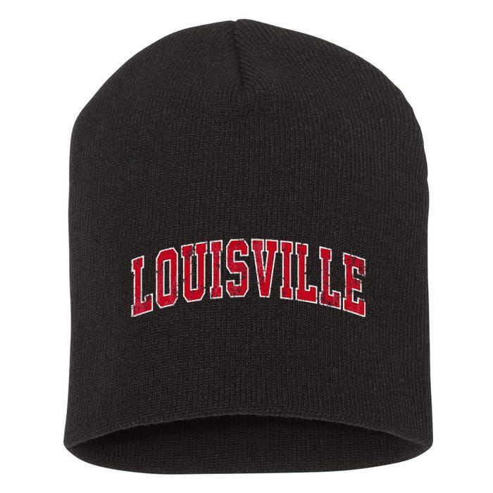 Louisville Kentucky Ky Sports Red Short Acrylic Beanie