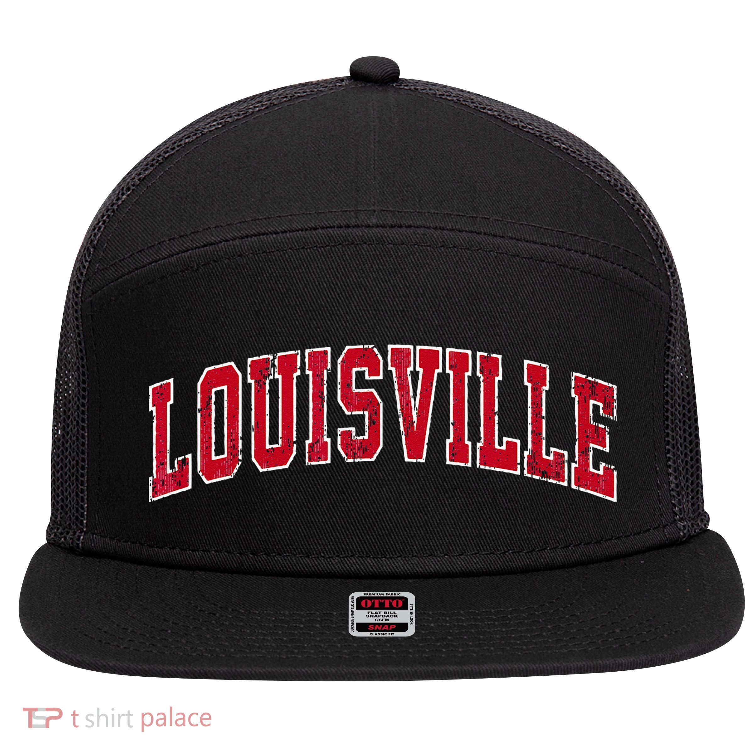Louisville Kentucky KY Vintage Sports Design Red Design 7 Panel Mesh Trucker Snapback Hat