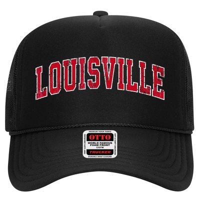 Louisville Kentucky KY Vintage Sports Design Red Design Trucker Hat