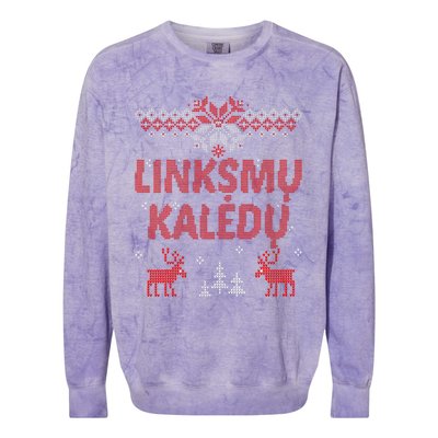 Linksmu Kaledu Lithuanian Merry Christmas Gift Idea Colorblast Crewneck Sweatshirt