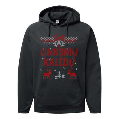 Linksmu Kaledu Lithuanian Merry Christmas Gift Idea Performance Fleece Hoodie