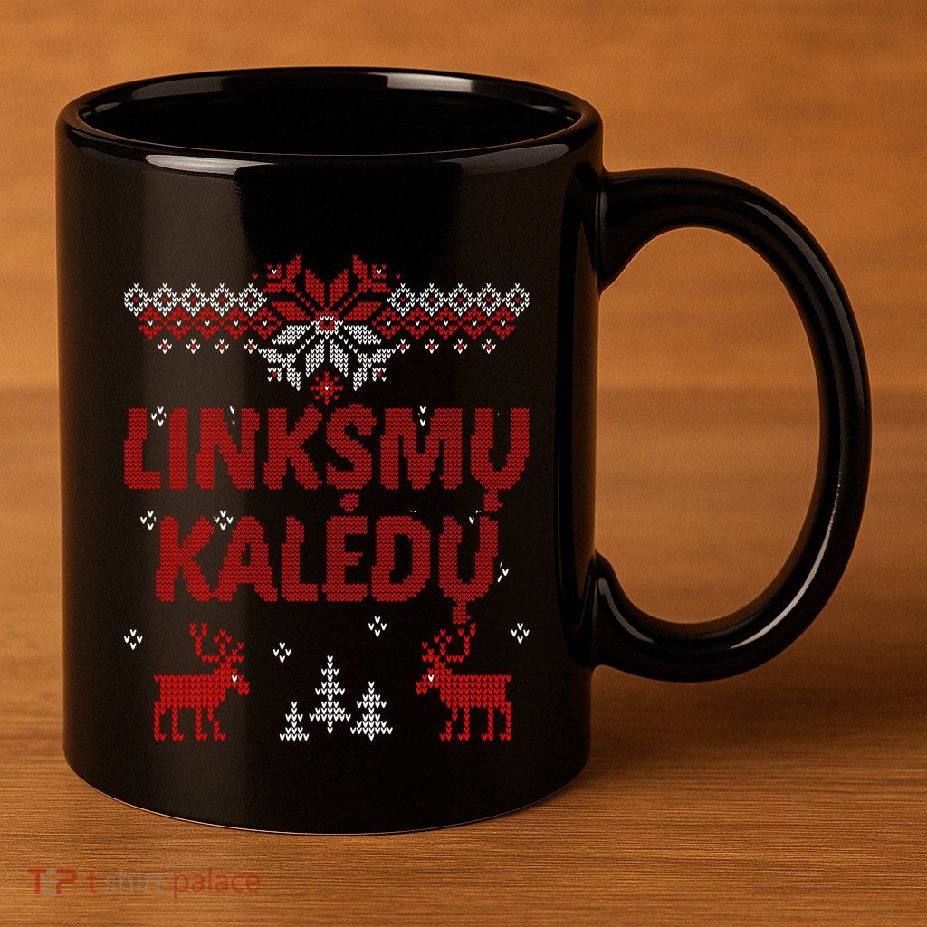 Linksmu Kaledu Lithuanian Merry Christmas Gift Idea 11oz C Handle Ceramic Mug
