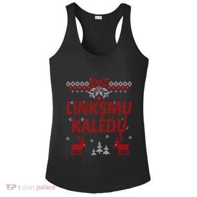 Linksmu Kaledu Lithuanian Merry Christmas Gift Idea Ladies PosiCharge Competitor Racerback Tank