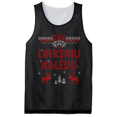 Linksmu Kaledu Lithuanian Merry Christmas Gift Idea Mesh Reversible Basketball Jersey Tank