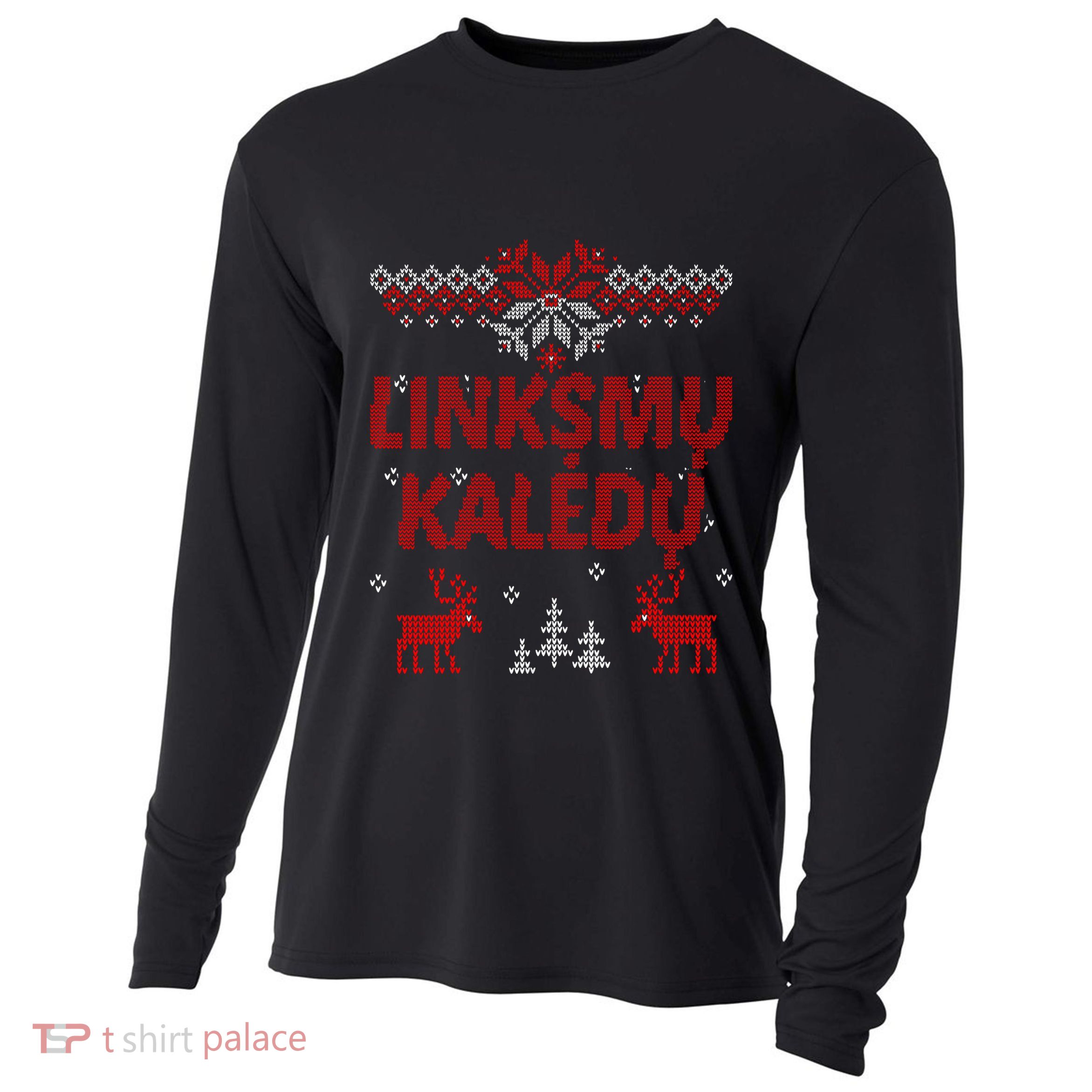 Linksmu Kaledu Lithuanian Merry Christmas Gift Idea Cooling Performance Long Sleeve Crew