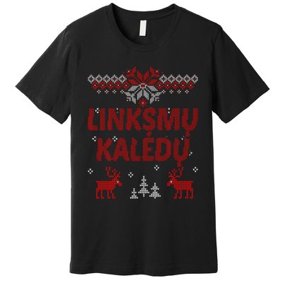 Linksmu Kaledu Lithuanian Merry Christmas Gift Idea Premium T-Shirt