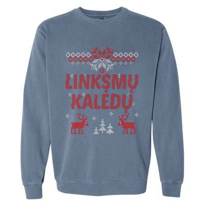 Linksmu Kaledu Lithuanian Merry Christmas Gift Idea Garment-Dyed Sweatshirt