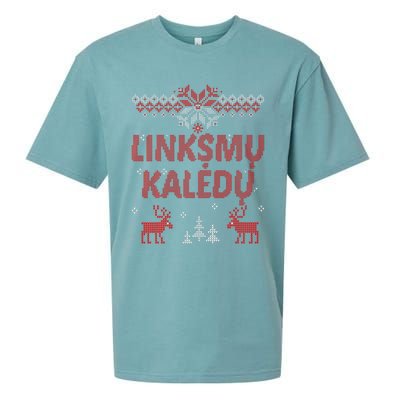 Linksmu Kaledu Lithuanian Merry Christmas Gift Idea Sueded Cloud Jersey T-Shirt