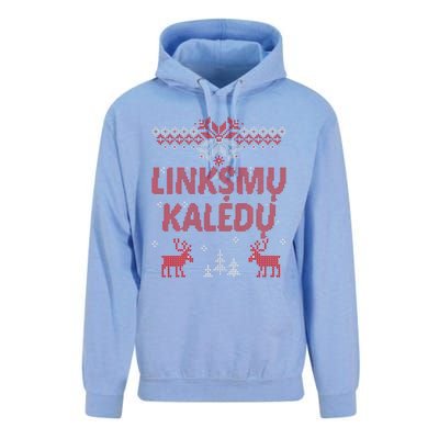 Linksmu Kaledu Lithuanian Merry Christmas Gift Idea Unisex Surf Hoodie