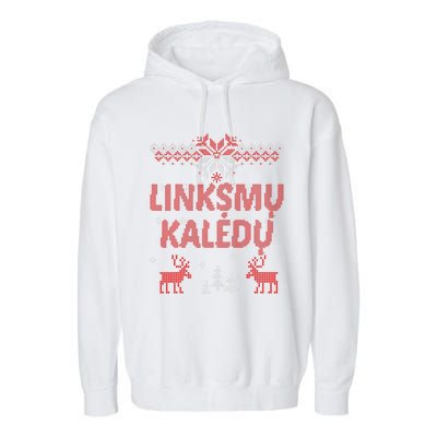 Linksmu Kaledu Lithuanian Merry Christmas Gift Idea Garment-Dyed Fleece Hoodie