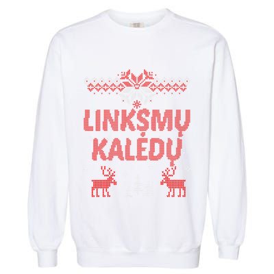 Linksmu Kaledu Lithuanian Merry Christmas Gift Idea Garment-Dyed Sweatshirt