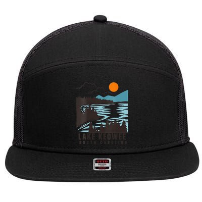 Lake Keowee Lake South Carolina Summer Lake Life Boating 7 Panel Mesh Trucker Snapback Hat