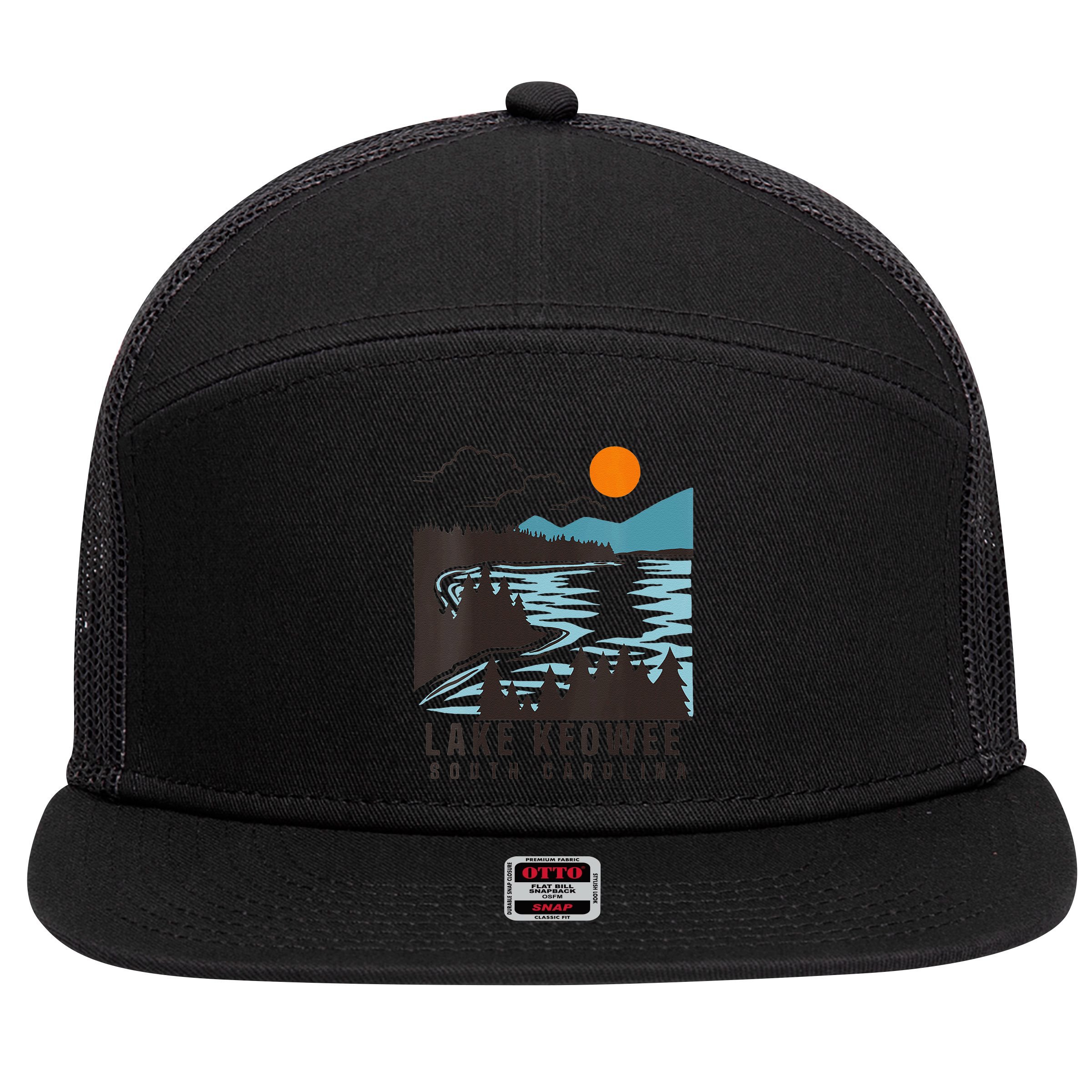 Lake Keowee Lake South Carolina Summer Lake Life Boating 7 Panel Mesh Trucker Snapback Hat