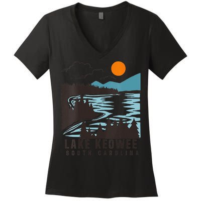 Lake Keowee Lake South Carolina Summer Lake Life Boating Women's V-Neck T-Shirt