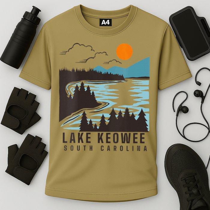 Lake Keowee Lake South Carolina Summer Lake Life Boating Cooling Performance Crew T-Shirt