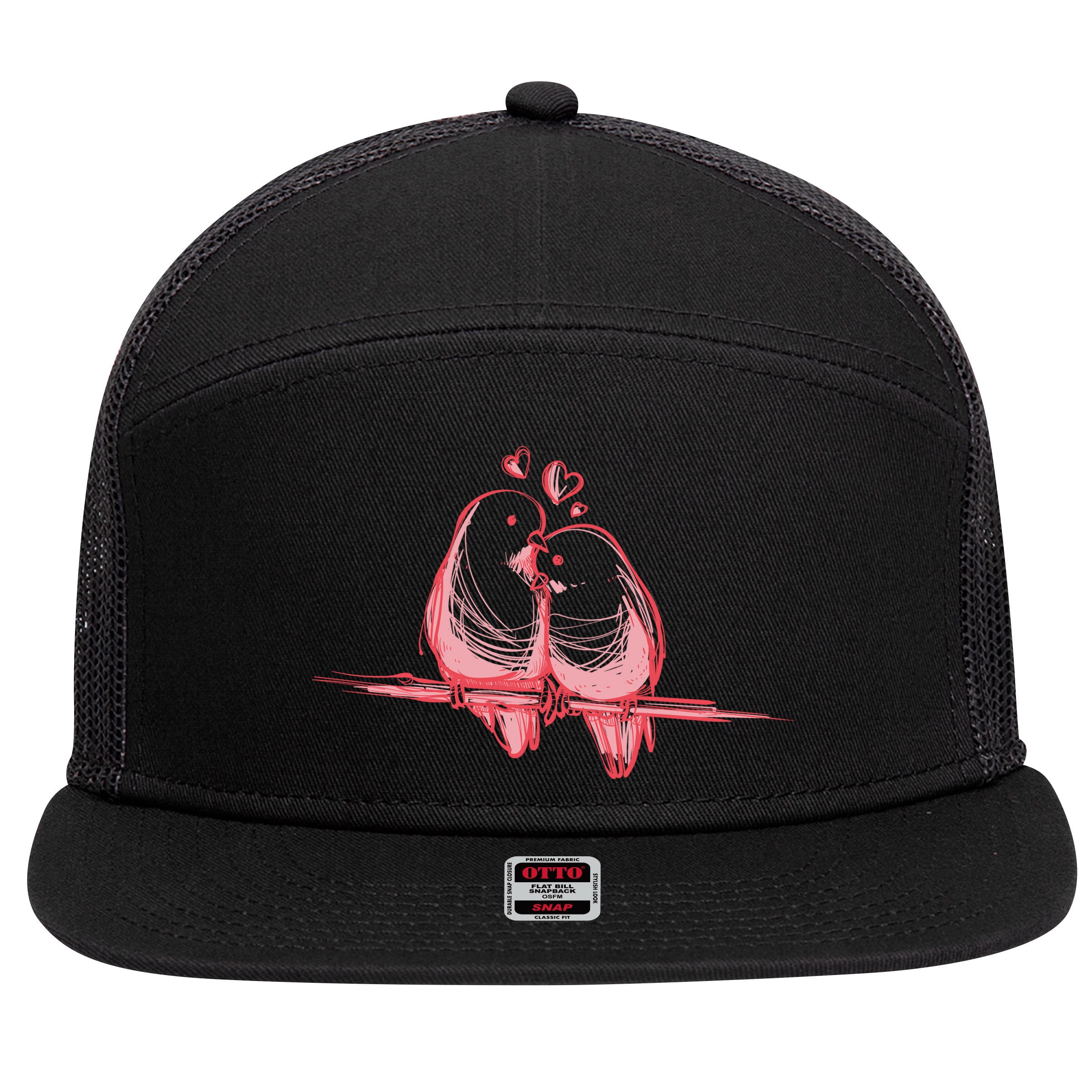 Lovebirds Kissing 7 Panel Mesh Trucker Snapback Hat