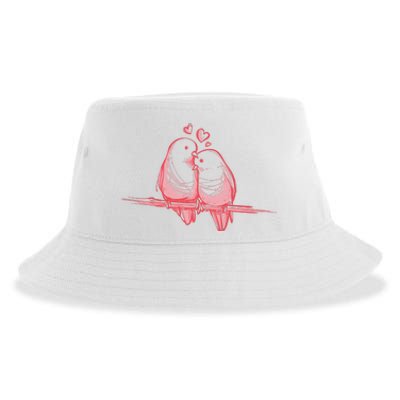 Lovebirds Kissing Sustainable Bucket Hat