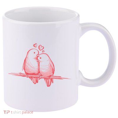Lovebirds Kissing 11oz C Handle Ceramic Mug