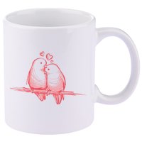 Lovebirds Kissing 11oz C Handle Ceramic Mug
