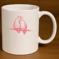 Lovebirds Kissing 11oz C Handle Ceramic Mug