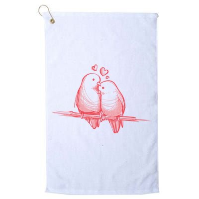 Lovebirds Kissing Golf Towel