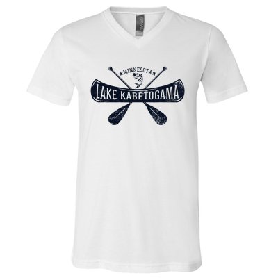 Lake Kabetogama Minnesota Vintage Distressed V-Neck T-Shirt