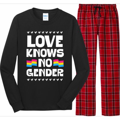 Love Knows No Gender Pansexual Pride Flag Heart Love Style Cool Gift Long Sleeve Pajama Set