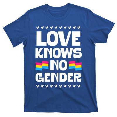 Love Knows No Gender Pansexual Pride Flag Heart Love Style Cool Gift T-Shirt