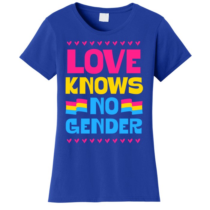 Love Knows No Gender Pansexual Pride Flag Heart Love Style Great Gift Women's T-Shirt