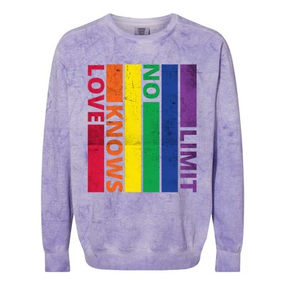 Love Knows No Limit Lgtb Awareness Month Distressed Vintage Great Gift Colorblast Crewneck Sweatshirt