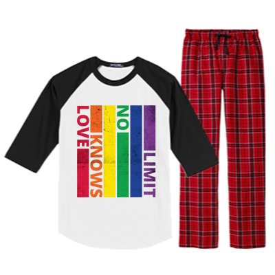 Love Knows No Limit Lgtb Awareness Month Distressed Vintage Great Gift Raglan Sleeve Pajama Set