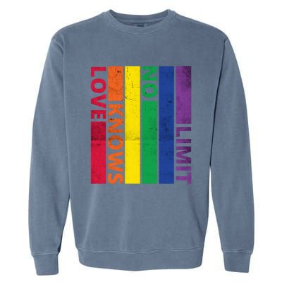 Love Knows No Limit Lgtb Awareness Month Distressed Vintage Great Gift Garment-Dyed Sweatshirt