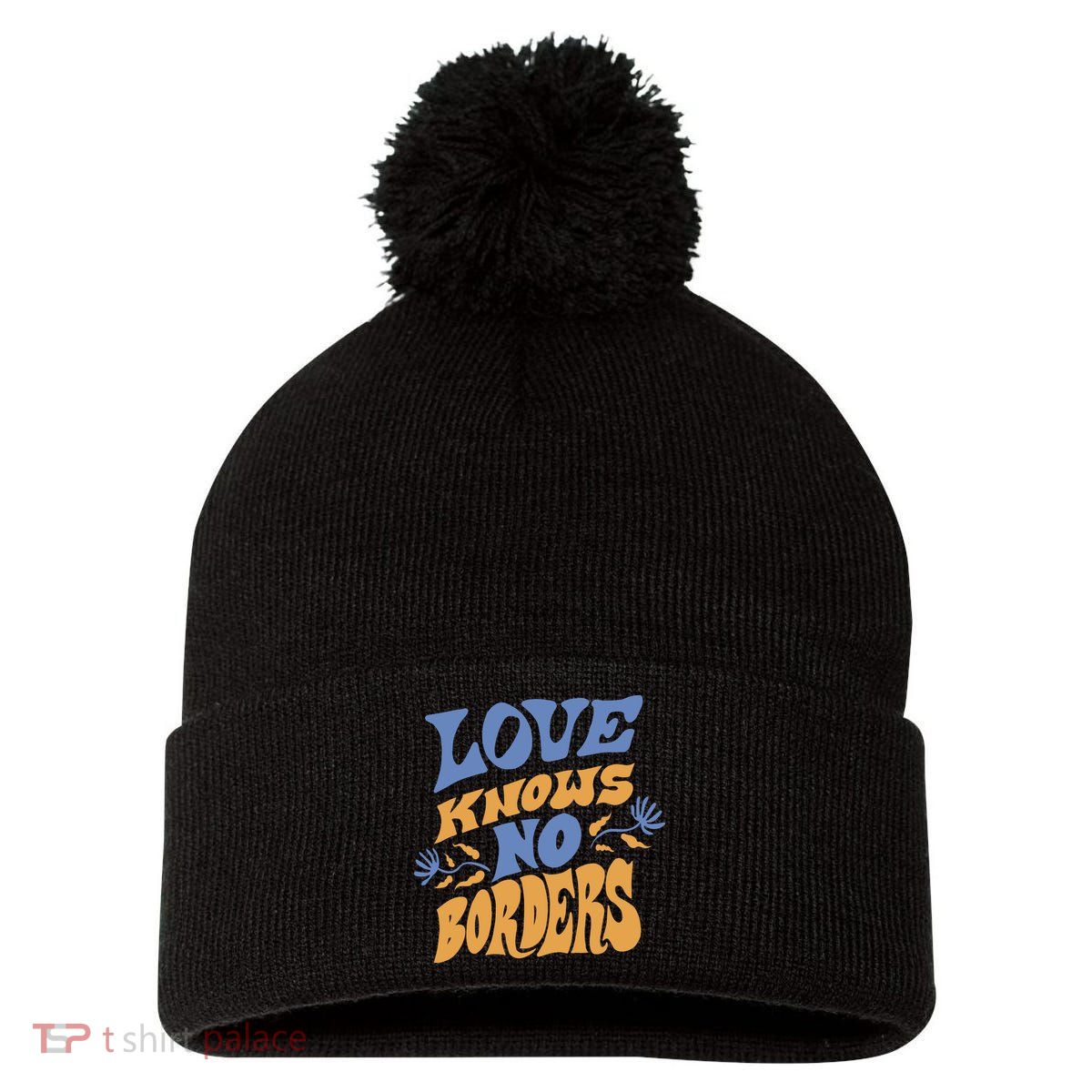 Love Knows No Borders Pom Pom 12in Knit Beanie