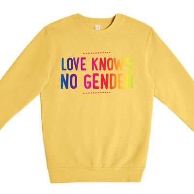 Love Knows No Gender Funny Bisexual Equality Pride Humor Cute Gift Premium Crewneck Sweatshirt