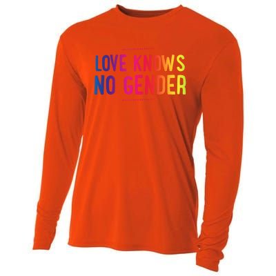 Love Knows No Gender Funny Bisexual Equality Pride Humor Cute Gift Cooling Performance Long Sleeve Crew