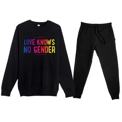 Love Knows No Gender Funny Bisexual Equality Pride Humor Cute Gift Premium Crewneck Sweatsuit Set