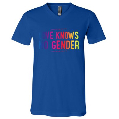 Love Knows No Gender Funny Bisexual Equality Pride Humor Cute Gift V-Neck T-Shirt