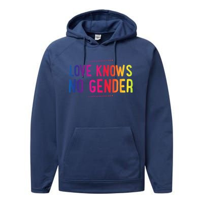 Love Knows No Gender Funny Bisexual Equality Pride Humor Cute Gift Performance Fleece Hoodie