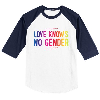 Love Knows No Gender Funny Bisexual Equality Pride Humor Cute Gift Baseball Sleeve Shirt