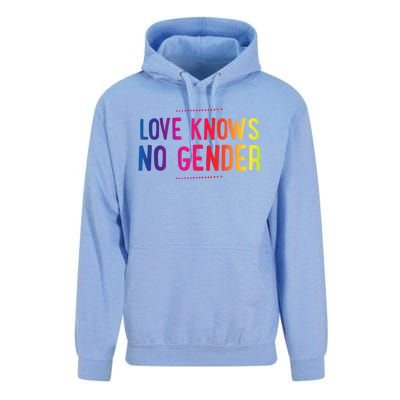 Love Knows No Gender Funny Bisexual Equality Pride Humor Cute Gift Unisex Surf Hoodie