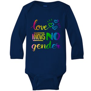 Love Knows No Gender Lgbt Pride Rainbow Gift Baby Long Sleeve Bodysuit