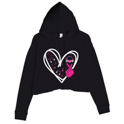 Love K Pop Finger Heart Korean Pop Music K Pop Ns Crop Fleece Hoodie