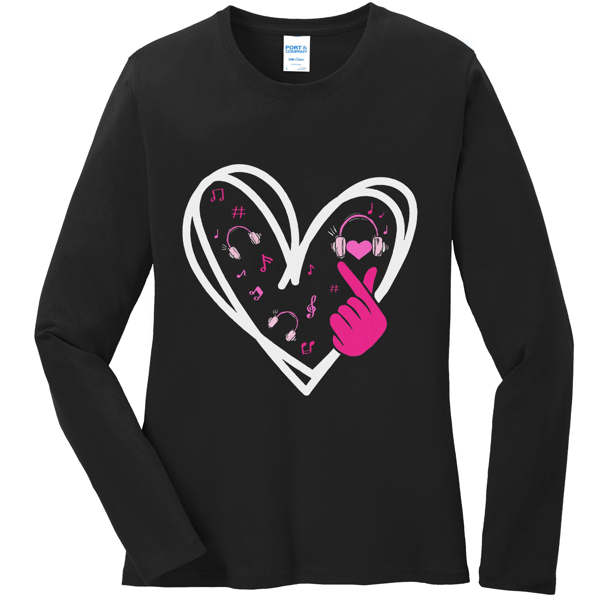 Love K Pop Finger Heart Korean Pop Music K Pop Ns Ladies Long Sleeve Shirt