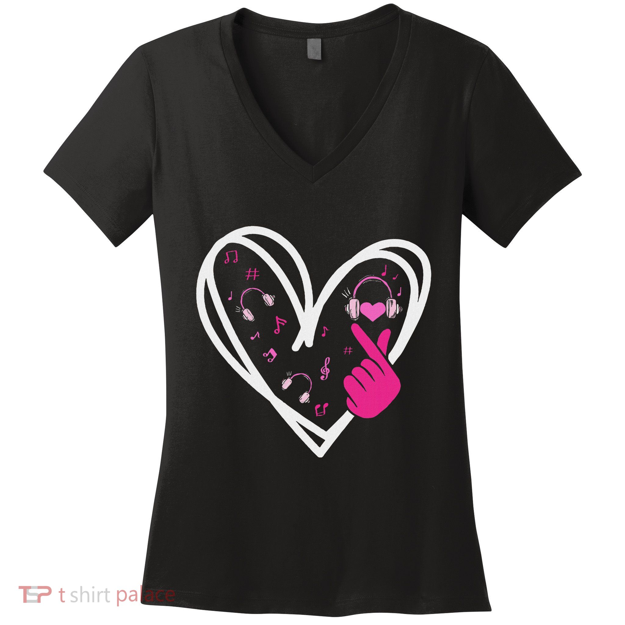 Love K Pop Finger Heart Korean Pop Music K Pop Ns Women's V-Neck T-Shirt