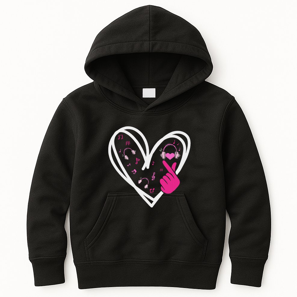 Love K Pop Finger Heart Korean Pop Music K Pop Ns Kids Hoodie