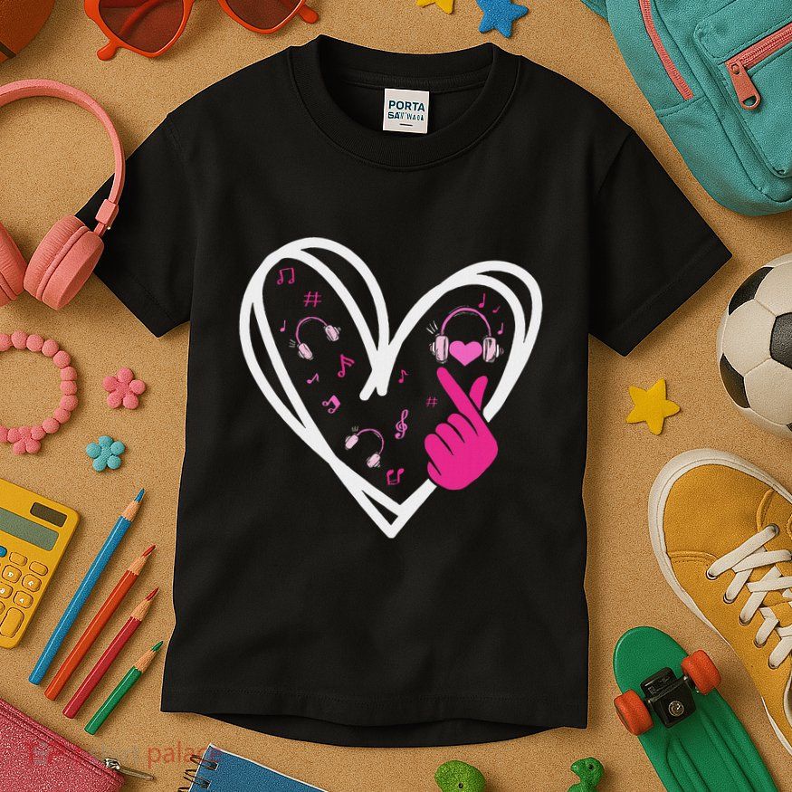 Love K Pop Finger Heart Korean Pop Music K Pop Ns Kids T-Shirt
