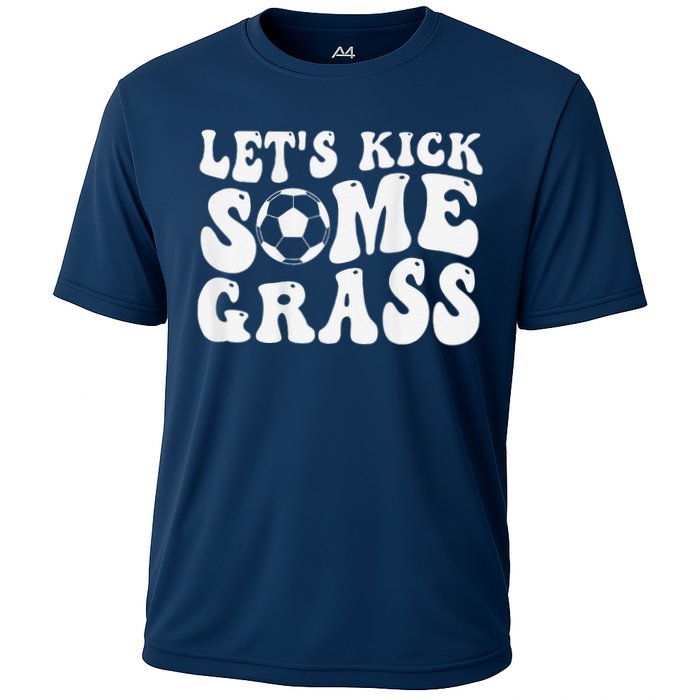 Let’S Kick Some Grass Funny Cheer Soccer Mom Cooling Performance Crew T-Shirt