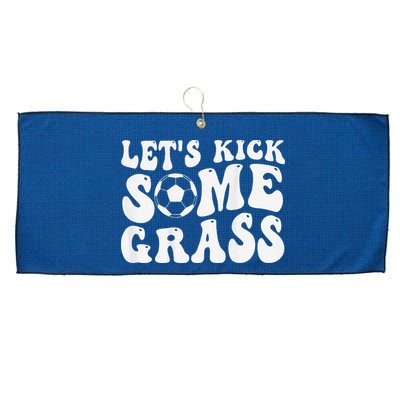 Let’S Kick Some Grass Funny Cheer Soccer Mom Large Microfiber Waffle Golf Towel
