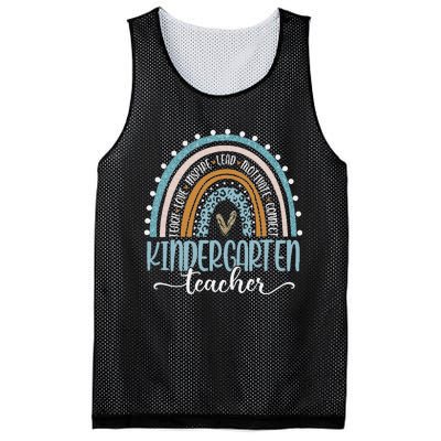 Leopard Kindergarten Teacher Rainbow First Day Of School Mesh Reversible Basketball Jersey Tank